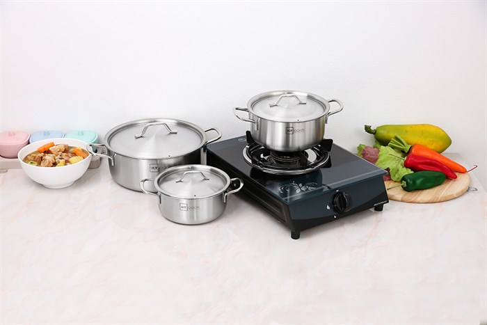 Bộ 3 nồi inox nắp inox Fivestar HT Cook HT-06DN Màu Bạc