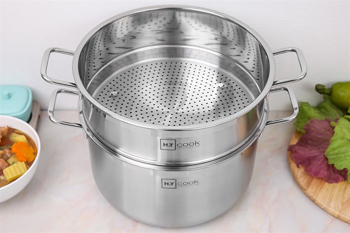 Bộ nồi xửng inox nắp kính 28 cm Fivestar HT Cook HTNX28001 Màu Bạc