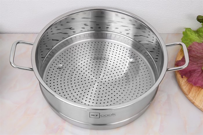 Bộ nồi xửng inox nắp kính 28 cm Fivestar HT Cook HTNX28001 Màu Bạc