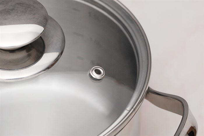 Nồi inox 3 đáy nắp kính 16 cm Happycook N16-NMG Màu Bạc Inox