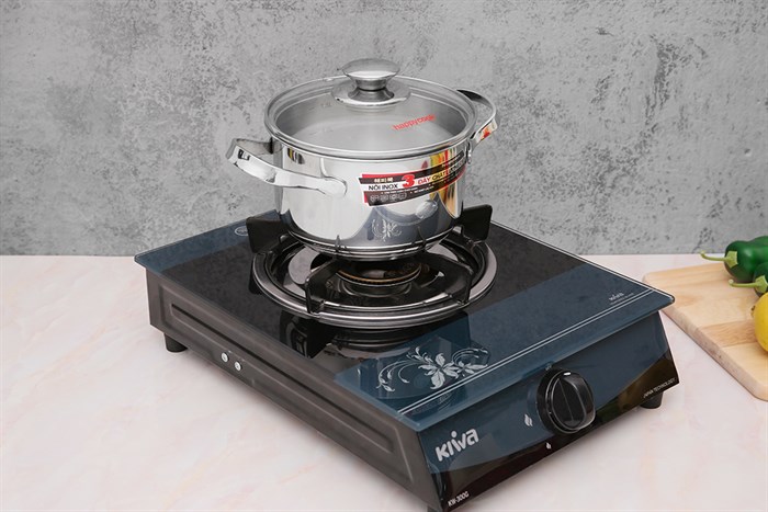 Nồi inox 3 đáy nắp kính 16 cm Happycook N16-NMG Màu Bạc Inox