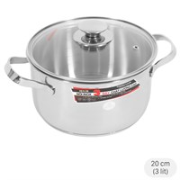 Nồi inox 3 đáy nắp kính 20 cm Happycook N20-NMG