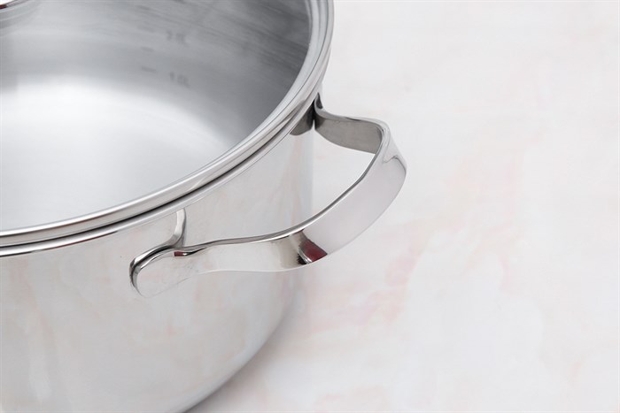 Nồi inox 3 đáy nắp kính 24 cm Happycook N24-NMG Màu Bạc Inox