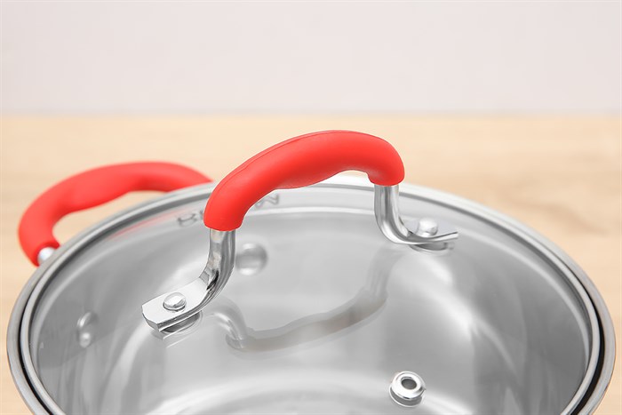 Nồi inox 5 đáy nắp kính 16 cm Sunhouse Mama SHG2516MSD Màu Inox