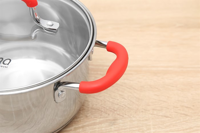 Nồi inox 5 đáy nắp kính 16 cm Sunhouse Mama SHG2516MSD Màu Inox