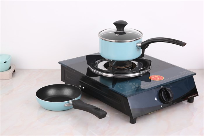 Bộ chảo quánh nhôm nắp kính 14 cm Smartcook Baby Star SM-611420MB Màu Xanh ngọc