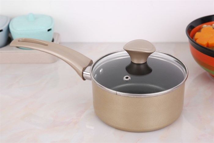 Bộ chảo quánh nhôm nắp kính 14 cm Smartcook Baby Star SM-611420LY Màu Vàng đồng