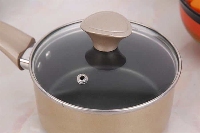 Bộ chảo quánh nhôm nắp kính 14 cm Smartcook Baby Star SM-611420LY Màu Vàng đồng