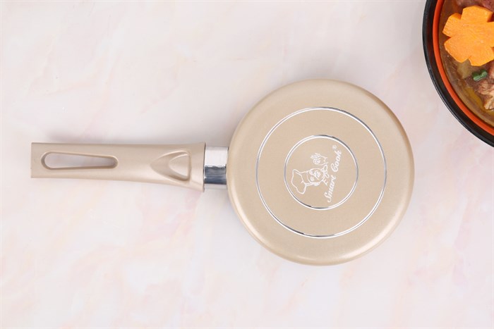 Bộ chảo quánh nhôm nắp kính 14 cm Smartcook Baby Star SM-611420LY Màu Vàng đồng