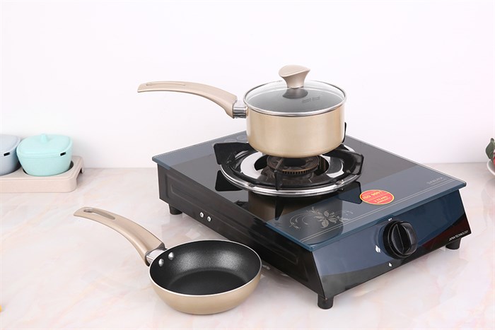 Bộ chảo quánh nhôm nắp kính 14 cm Smartcook Baby Star SM-611420LY Màu Vàng đồng