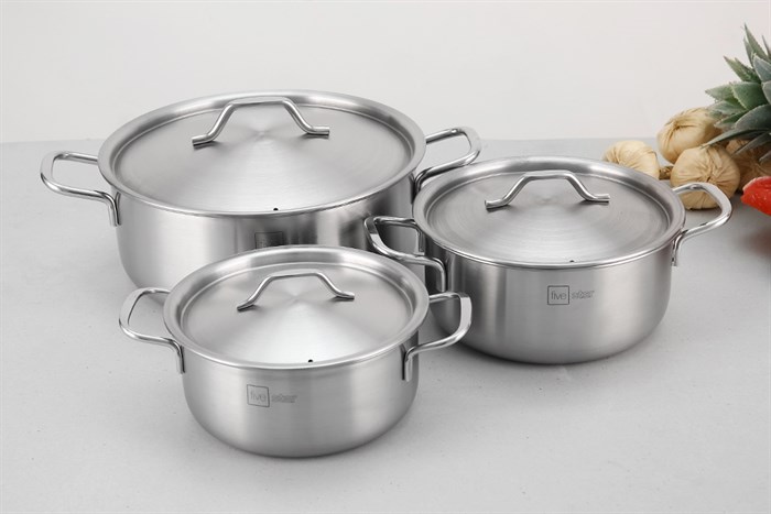 Bộ 3 nồi inox nắp inox Fivestar FV-06DN Màu Inox