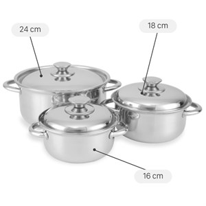 Bộ 3 nồi inox nắp inox Fivestar FS06S2