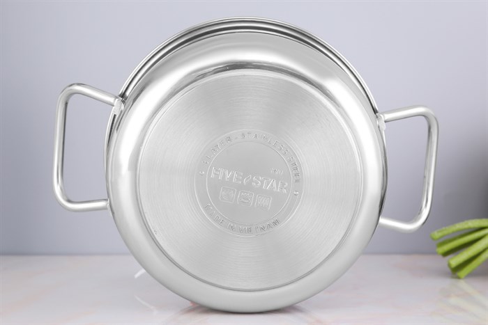 Nồi inox 3 đáy nắp inox 16 cm Fivestar FSN16-SW Màu Inox