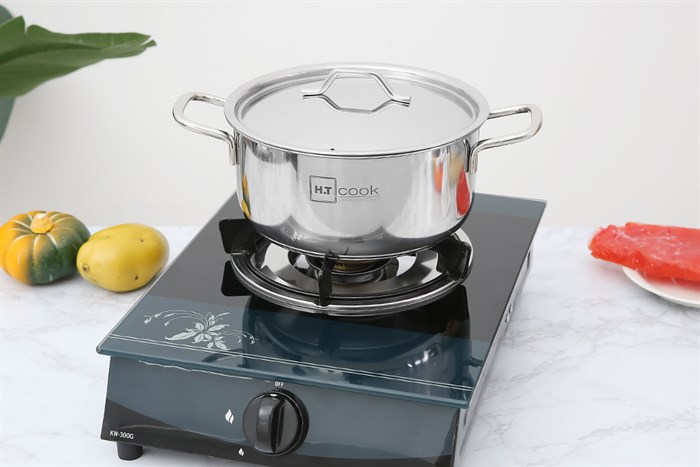 Nồi inox nắp inox 20 cm HT Cook N20-1DHT Màu Bạc Inox