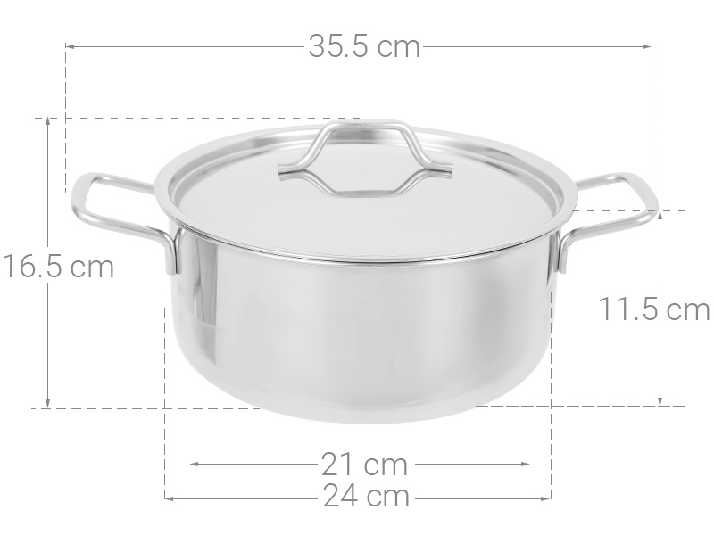 Nồi inox nắp inox 24 cm HT Cook N24-1DHT