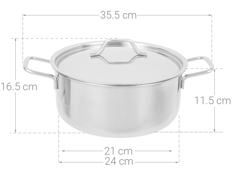 Nồi inox nắp inox 24 cm HT Cook N24-1DHT