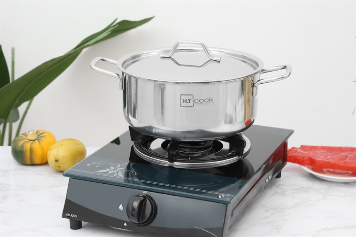 Nồi inox nắp inox 24 cm HT Cook N24-1DHT Màu Bạc Inox