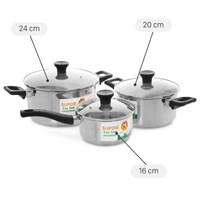 Bộ nồi quánh inox 3 đáy nắp kính Easycook Supor H20211-T1