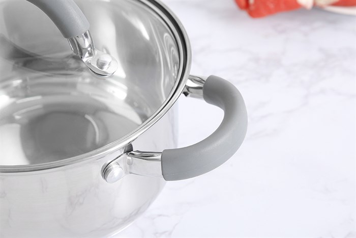 Nồi inox 3 đáy nắp kính 16 cm Hommy CW-S042-16A Màu Inox