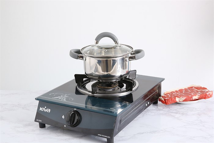 Nồi inox 3 đáy nắp kính 16 cm Hommy CW-S042-16A Màu Inox