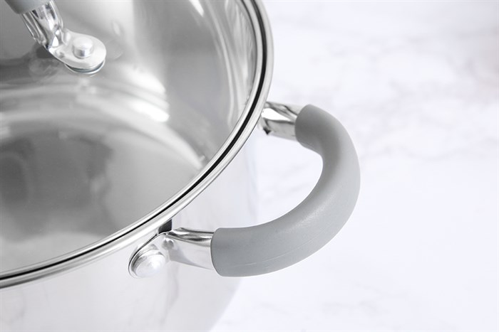 Nồi inox 3 đáy nắp kính 20 cm Hommy CW-S042-20 Màu Inox