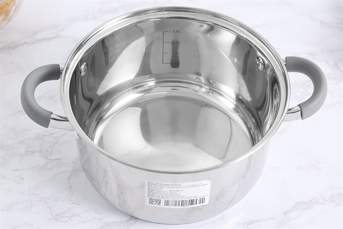 Nồi inox 3 đáy nắp kính 20 cm Hommy CW-S042-20 Màu Inox