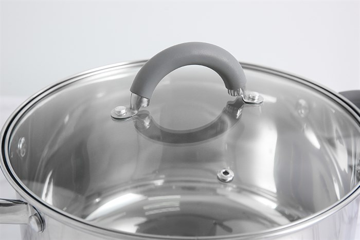 Nồi inox 3 đáy nắp kính 24 cm Hommy CW-S042-24 Màu Inox