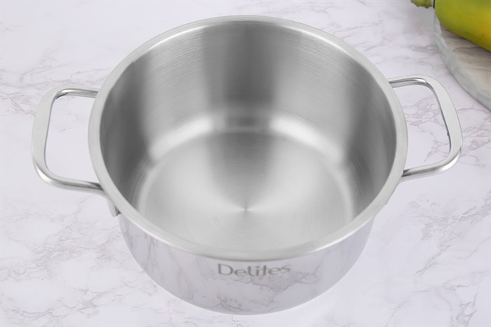 Nồi inox 3 đáy nắp inox 18 cm Delites NR003-18 Màu Bạc Inox