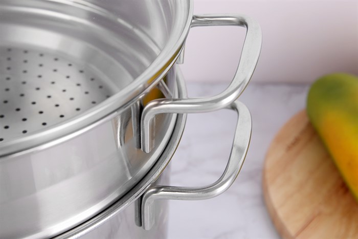 Bộ nồi xửng inox 1 đáy nắp kính 24 cm Delites XR001-24 Màu Bạc