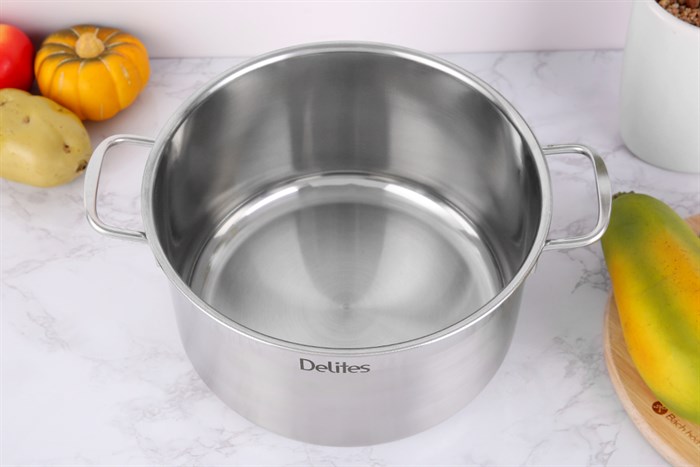 Bộ nồi xửng inox 1 đáy nắp kính 24 cm Delites XR001-24 Màu Bạc