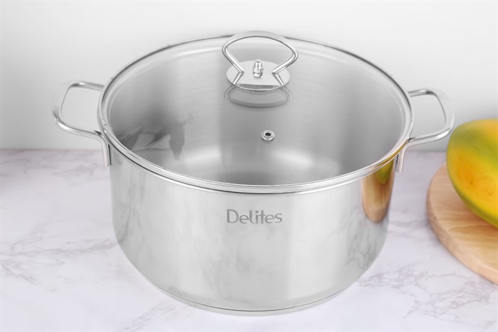 Bộ 3 nồi inox 3 đáy nắp kính Delites NR001-B3 Màu Bạc