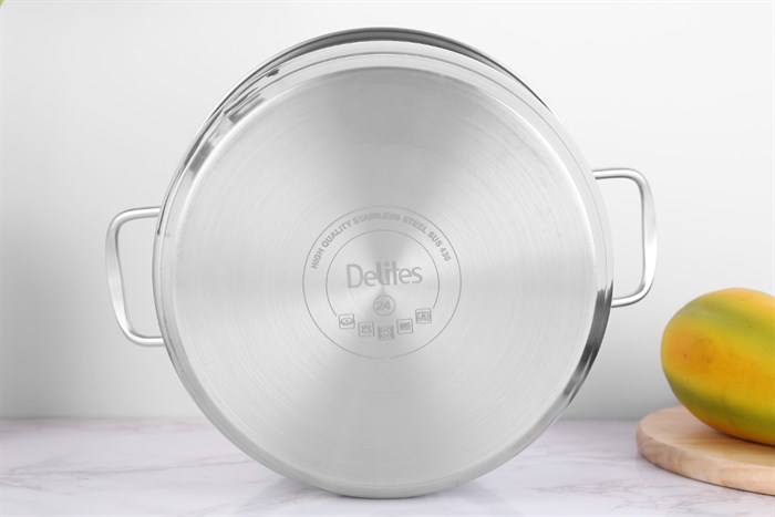 Bộ 3 nồi inox 3 đáy nắp kính Delites NR001-B3 Màu Bạc