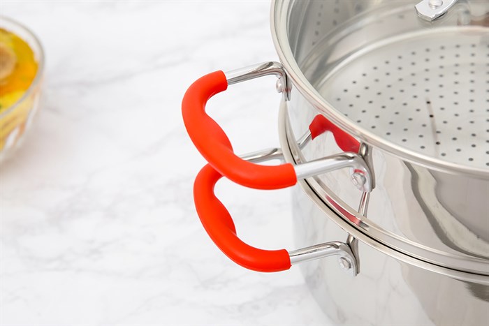 Bộ nồi xửng inox 5 đáy nắp kính 24 cm Sunhouse SHG507-24 Màu Bạc Inox