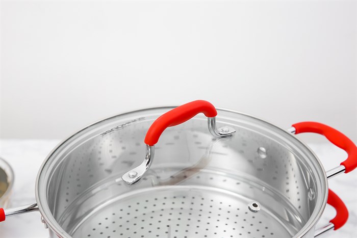 Bộ nồi xửng inox 5 đáy nắp kính 24 cm Sunhouse SHG507-24 Màu Bạc Inox