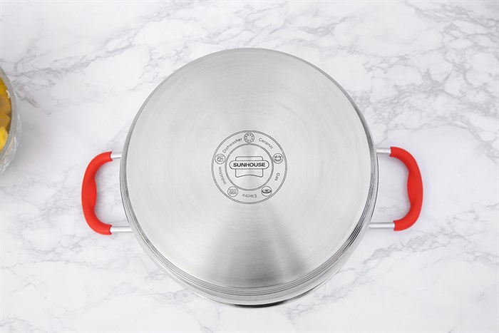 Bộ nồi xửng inox 5 đáy nắp kính 24 cm Sunhouse SHG507-24 Màu Bạc Inox