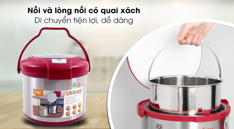 Tách xách tiện dụng - Nồi ủ nhiệt đa năng Comet CM7661R 5L