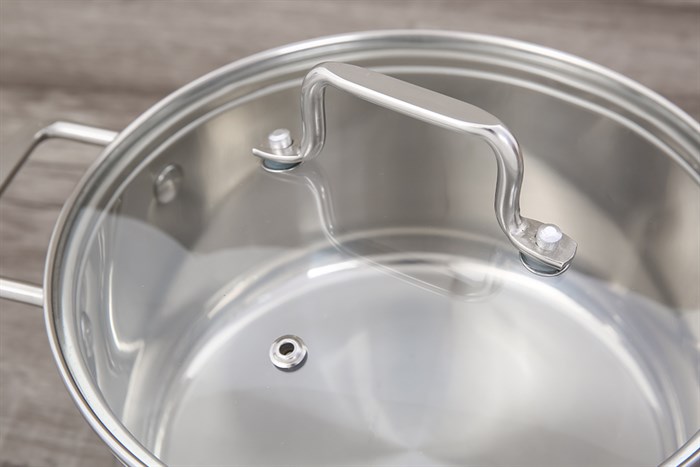 Bộ 3 nồi inox 3 đáy nắp kính Hommy BE005 Màu Bạc Inox