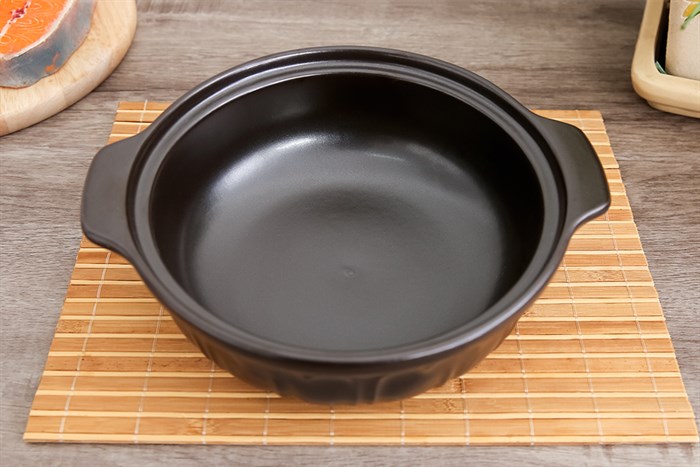 Nồi đất hoa sen nắp sứ 20 cm Dong hwa 403 Màu Đen - Xanh lá