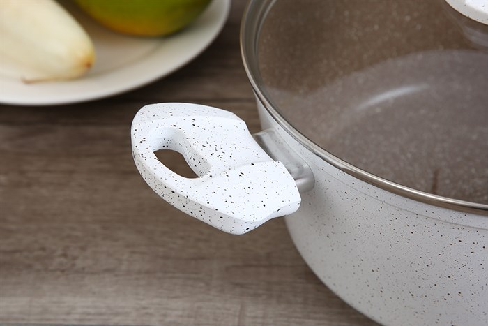 Nồi nhôm chống dính nắp kính 24 cm Kangaroo KG995L Màu Trắng