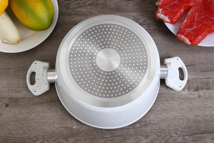 Nồi nhôm chống dính nắp kính 24 cm Kangaroo KG995L Màu Trắng