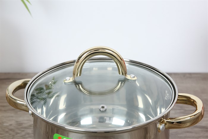 Bộ 3 nồi inox 5 đáy nắp kính Kangaroo KG866 Màu Inox