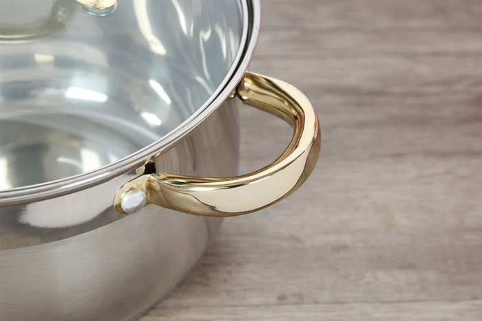 Bộ 3 nồi inox 5 đáy nắp kính Kangaroo KG866 Màu Inox