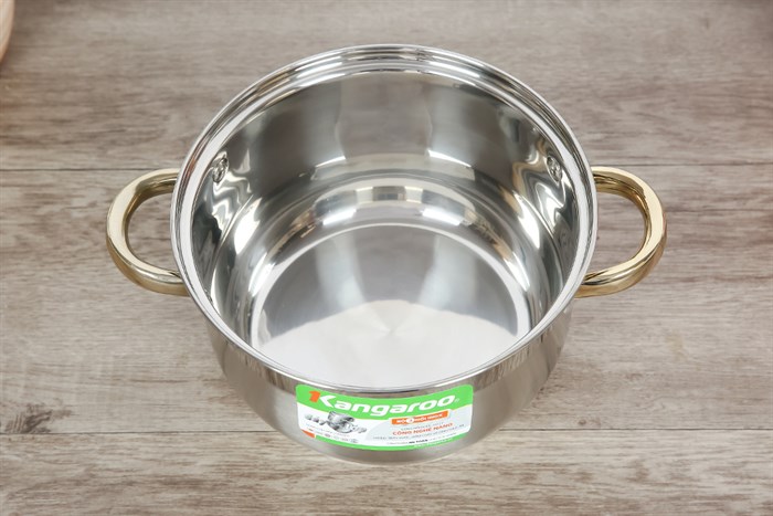 Bộ 3 nồi inox 5 đáy nắp kính Kangaroo KG866 Màu Inox