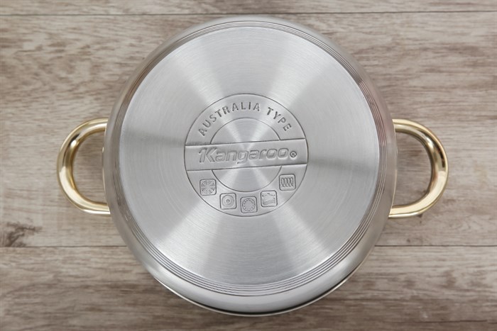 Bộ 3 nồi inox 5 đáy nắp kính Kangaroo KG866 Màu Inox