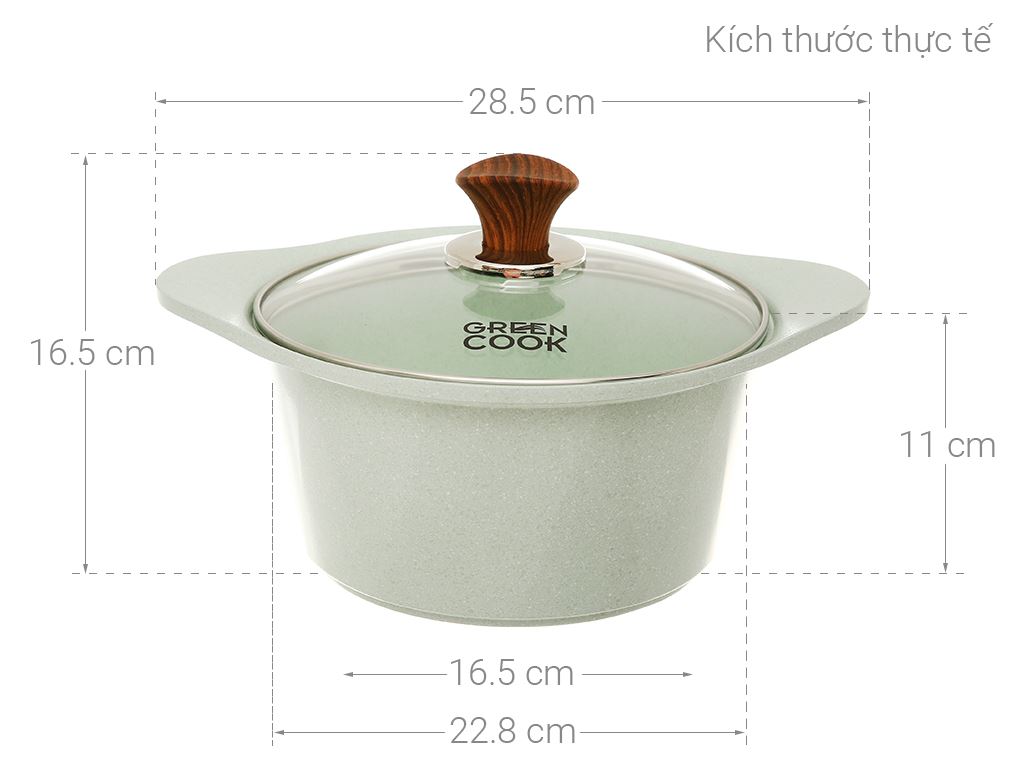 Nồi đúc tráng men xanh ngọc Green Cook GCS05-20IH 20cm 6