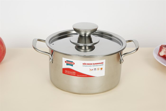Nồi inox nắp inox 16 cm Sunhouse SHG120-16 Màu Bạc