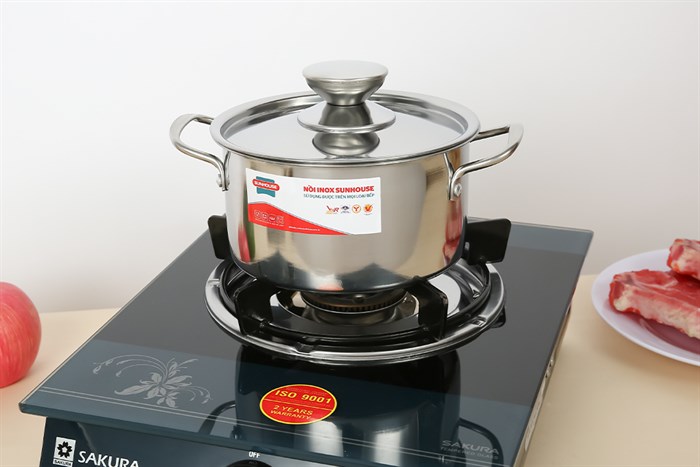 Nồi inox nắp inox 16 cm Sunhouse SHG120-16 Màu Bạc
