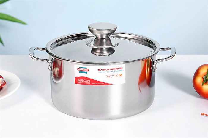 Nồi inox nắp inox 20 cm Sunhouse SHG120-20 Màu Bạc