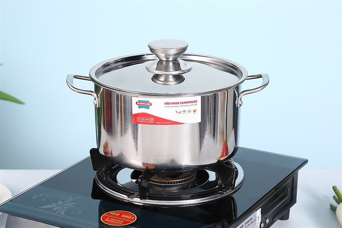 Nồi inox nắp inox 20 cm Sunhouse SHG120-20 Màu Bạc