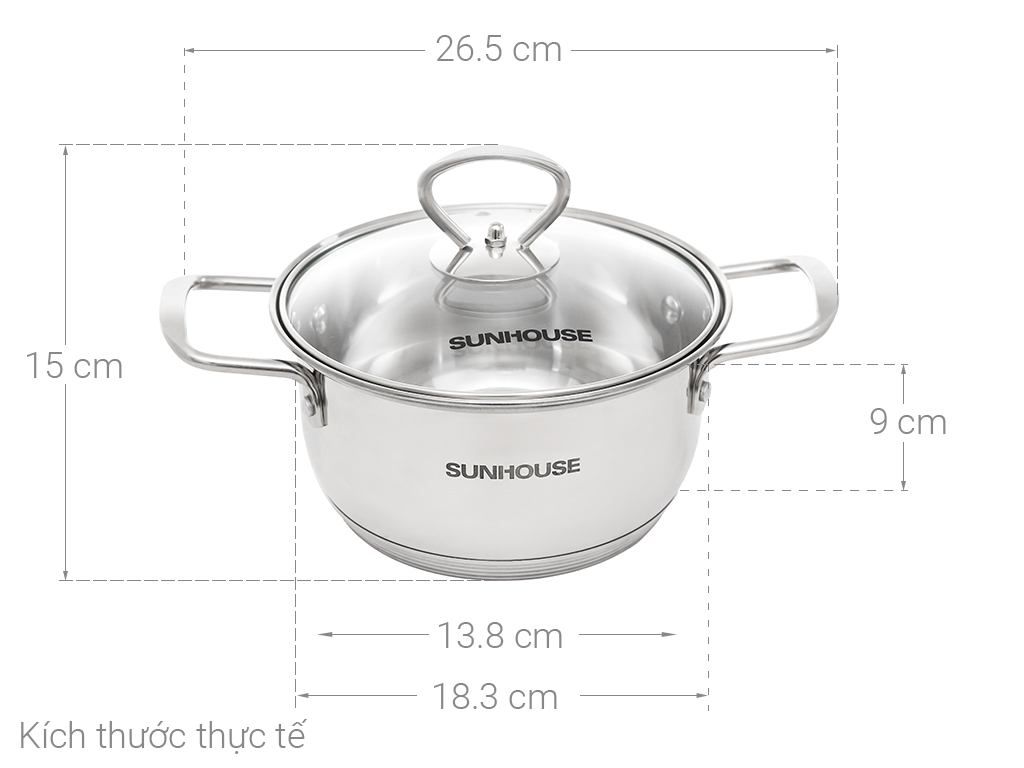 Nồi inox 5 đáy Sunhouse SHG788-16 16cm 7